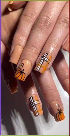 #trendynails ,#fallnails , #winternails, #beautifulnails ,#winternails ,halloweennails ,springnails ,#elegantnails christmasnails ,#trendingnails ,#nailideas ,#summernails  ,#papernails ,#pumpkinnails ,#goldnails Fall Nails 2024 Pumpkin, Pumpkins Nails Design, French Tip Fall Nails Square, Halloween Plaid Nails, Pumpkin Design Nails, Short Pumpkin Nails, Fall Nails Pumpkin Design, Thanksgiving Themed Nails, Pumpkin Gel Nails