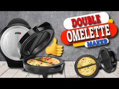 an image of some food being cooked in ovens and pans with the words double omelette maker on it