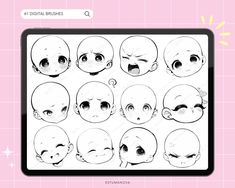 an ipad screen showing different facial expressions