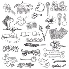 a drawing of different types of hair accessories