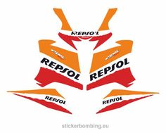 an orange and red motorcycle decal with the words repsol