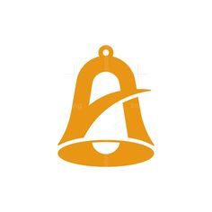 an orange bell with the letter a in it's center, on a white background