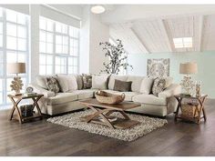 Mornington Ivory/Brown Sectional - Ornate Home Late Night Movie, Cozy Modern Farmhouse Living Room, Brown Sectional, Night Movie, Box Cushion, Furniture Of America, Living Room Sectional, Sit Back And Relax, Wood Color