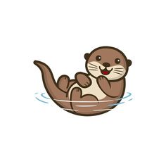 an otter floating in the water