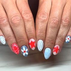 Cute Fourth Of July Nails, Cruise Nails, Fourth Of July Nails, Classy Acrylic Nails, July Nails, Dipped Nails