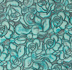 Roses Light Turquoise Embossed Leather | Your Western Decor Angel Fire, Fall Prints, Light Turquoise, Rose Lights, Emboss, Leather Tooling, Embossed Leather, Bar Stools