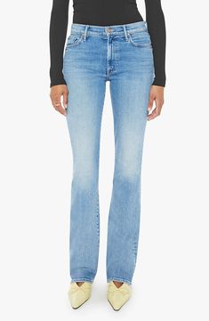 Classic and casual-chic, these full-length bootcut jeans are made from premium stretch denim in Los Angeles and faded for a lived-in look. 32" inseam; 17" leg opening; 9 3/4" front rise Zip fly with button closure Five-pocket style 78% cotton, 16% modal, 4% polyester, 2% elastane Machine wash, tumble dry Made in the USA Mid Rise Bootcut Jeans, Full Moon, Bootcut Jeans, Stretch Denim, Casual Chic, Mid Rise, The Outsiders, Full Length, Nordstrom