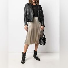 No Need To Open Another Bottle If You're Already Wearing This Champagne-Colored, Foil-Coated, Pleated Skirt With An Invisible Zip Closure. 2024 Style, Invisible Zip, Champagne Color, Pleated Midi Skirt, Women Skirts Midi, Rag & Bone, Pleated Skirt, Midi Skirt, Champagne