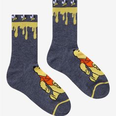 New With Tag, Smoke Free Home. Head To The Hundred Acre Woods With These Bear-Y Cute Crew Socks On! These Winnie The Pooh Socks Feature Bees And Honey Dripping Up Top And Pooh At The Feet. Fits Shoe Size 5 - 10 94% Polyester; 4% Rubber; 2% Spandex Wash Cold; Dry Low Honey Dripping, Bees And Honey, Winnie The Pooh Honey, Hundred Acre Woods, The Hundreds, Disney Winnie The Pooh, Hot Topic, Crew Socks, Hosiery