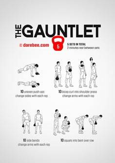 the gauntlet exercise poster shows how to do it in 5 minutes or less