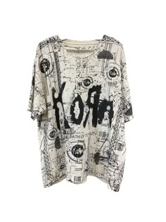 Vintage 1990s nu metal band Korn show shirt. Extremely distressed, making it ultra comfy and ready to be your new favotire tee. Pair with oversized wide leg jans to complete the grunge look. ______________ Condition: Fair vintage condition. Major distressing and discoloration noted and photographed. Sweat stains on armpits. Please ask for more photographs if needed. All items at Time Warp are vintage, so there is some wear. They may not be 100% free of minor defects, as they have already been lo Metalhead Clothes, Korn Shirt, Futuristic Photoshoot, Korn Band, Metal Outfit, Metal Band Shirts, Metal Shirts, Grunge Shirt, Vintage Band Tees