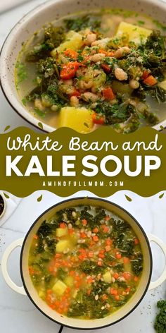 This white bean and kale soup comes together with minimal effort and affordable ingredients to deliver the ultimate cozy soup that is packed with nutrients. Stew Recipes Easy, Healthy Homemade Soup, White Bean And Kale Soup, White Bean And Kale, Bean And Kale Soup, Homemade Soup Recipes, Cozy Soup, Chili Beans, Homemade Soup Recipe