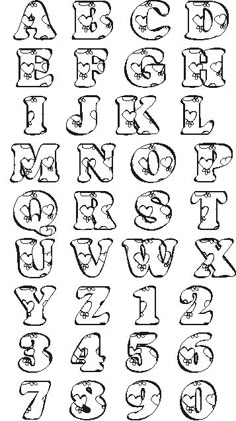 an old english alphabet is shown in black and white