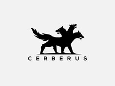 the logo for cerberus, an animal - like company that has two foxes on it