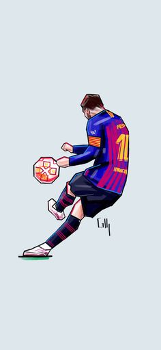 the soccer player is jumping in the air with his foot up and holding a ball