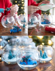 the process of making snow globes for christmas