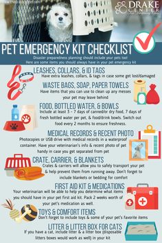 the pet emergency kit checklist is shown in this image, with instructions on how to use