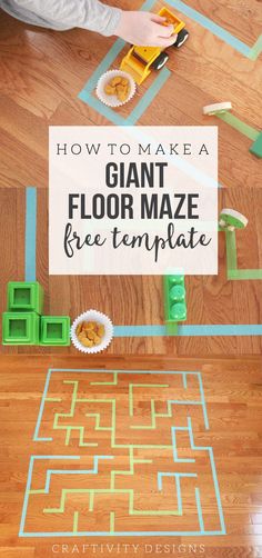 kids playing with giant paper mazes on the floor in front of a wooden floor