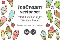 an ice cream set with different types of ice cream