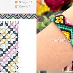 the bracelet is made with different colors and designs on it, along with instructions for how to sew