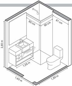 a drawing of a bathroom with toilet, sink and cabinet in the corner next to it