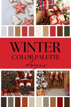 a collage of photos with christmas decorations and colors in the same color palettes