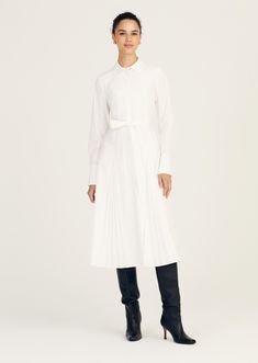 Annette Long Sleeve Pleated Shirt Dress |  Women's Dress by Derek Lam 10 Crosby Denim Sweater Jacket, Pleated Shirt Dress, Pleated Shirt, Derek Lam 10 Crosby, Denim Sweater, Derek Lam, Sweater Sale, Jacket Sale, Skirts For Sale