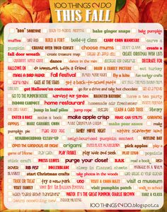 a poster with words that say things to do this fall