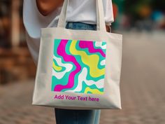 Have a look at this tote bag made out of 100% cotton, easy to wash, and can carry loads. Wavy Pattern, Art Tote Bag, Colorful Accessories, Colorful Abstract Art, Blue Beach, Tote Pattern, Gifts For Sister, Tote Bag Pattern, Eco Friendly Gifts