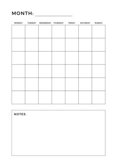 Blank Monthly Calendar financialplanner #plannerinspo #plannersforbusymoms #plannerd Plain Calender Template, Empty Calendar Template, Calander Design Ideas, Digital Calendar Template, Cute Calendar Template, Blank Calendar Printable, To Do Calendar