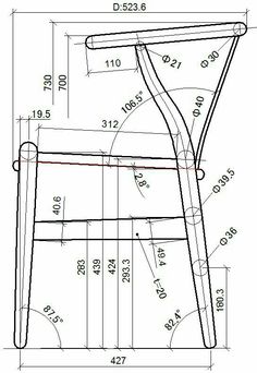 a drawing of a folding chair with measurements for the seat and backrest, as well as