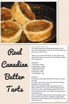 a recipe for canadian butter tarts on a plate