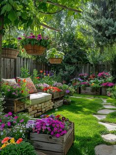 a garden filled with lots of flowers and plants