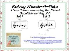 a sheet with music notes on it and the words melody whack - a - note