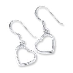 Heart-shaped earrings whimsically dance with her every move. These fashion jewelry earrings are styled in sterling silver and secured with fishhook backs. Ear Jacket Earring Gold, Gold Ear Jacket, Signature Styles, Silver Linings, Jewelry Advice, Ear Jacket Earring, My Fault, Heart Dangle Earrings, Kay Jewelers