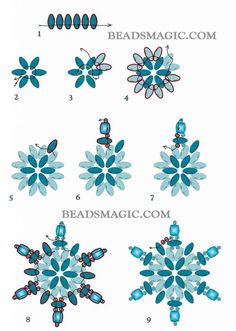 the instructions for how to make an ornament snowflake from beadsmagic com