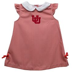 University of Utah Utes Embroidered Red Cardinal Gingham A Line Dress Utah Utes, Dress Item, University Of Utah, Red Cardinal, Your Girl, Line Dress, Team Spirit, Item Number, Utah