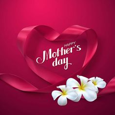 happy mother's day card with plumes and heart shaped paper on red background