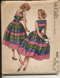 1950s Dress Patterns, 1950s Sewing Patterns, Patron Vintage, Twirl Skirt, Vintage Dress Patterns, Look Retro, Mccalls Patterns