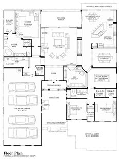 the floor plan for a home with two car garages and living room, as well as