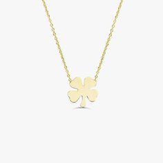 Four Leaf Clover Necklace 14k Solid Gold Mini Pendant - J F W Gold Four Leaf Clover, Four Leaf Clover Charm, Four Leaf Clover Necklace, Rose Gold Charms, Clover Charm, Irish Heritage, White Gold Chains, Luck Charm, Clover Necklace