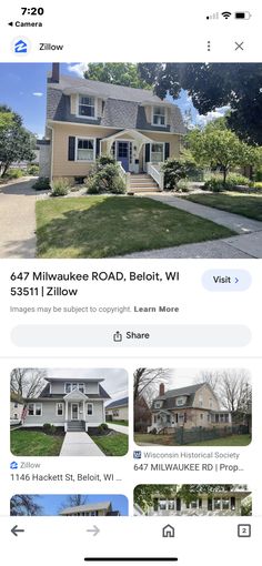 the real estate listing page is displayed in this screenshote photo, which shows an image of a house