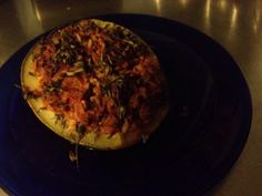 a pizza sitting on top of a blue plate