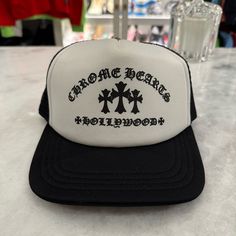 Chrome Hearts Hollywood Cross “King Taco” Black Trucker Hat Excellent Condition Chrome Heart Hat, Black Trucker Hat, Heart Accessories, Cap White, Fit Ideas, Clothing Design, Chrome Hearts, Design Inspo, Trucker Hat