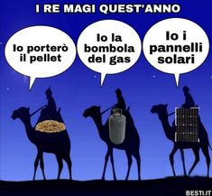 three camels with speech bubbles above them saying, i're magi questanoo