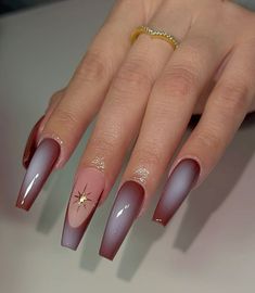 #auranails #auras #fallnails #chromenails #brownnails #maroonnails #longnails #gelxnails Aura Nails Fall, New Nails, Brown Ombre Chrome Nails, Aura Nails Coffin, Brown French Tips With Chrome, Nails Design Autumn, Gel Nails Autumn, Fall Nail Designs Brown, Brown Aura