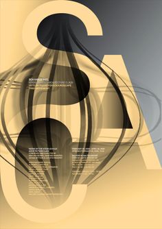 an abstract poster with the letter s in black and white