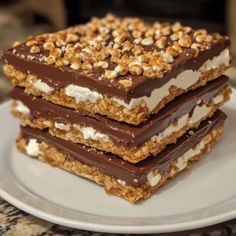 three dessert bars stacked on top of each other