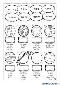 the planets worksheet for kids to learn how they are made with pictures and words