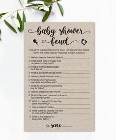 a baby shower game with leaves on it